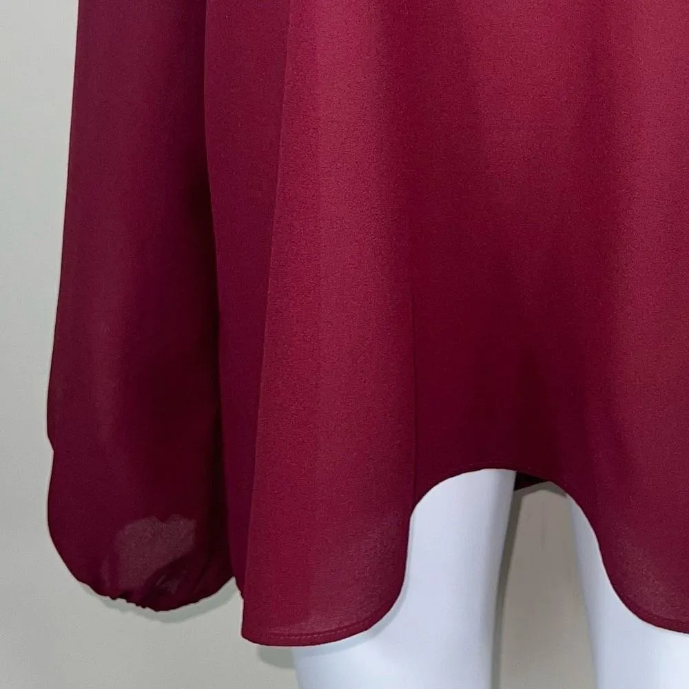 Haptics Cold Shoulder Long Sleeve‎ Blouse Red Size 3X - Image 3