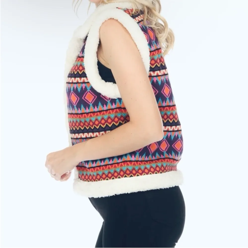 Johnny Was Sherpa Reversible Vest NEW - Image 2