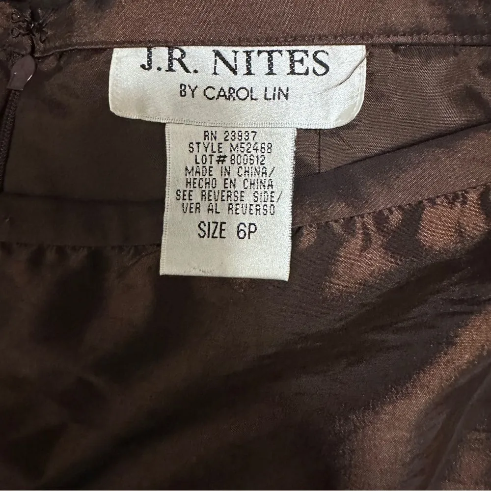 J.R. Nites by Carol Lin Women's Brown Taffeta A line Skirt Size 6P - Image 8