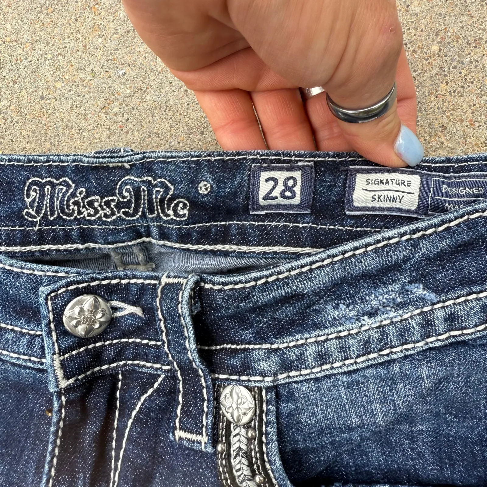 Miss Me Signature Skinny Bling Faux Flap Pocket Jeans Size 28x30 JP72435 - Image 5