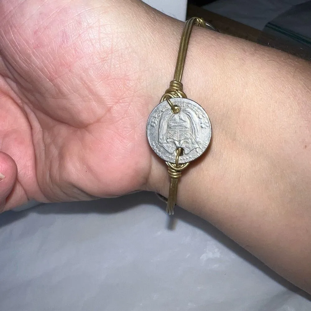 Vintage Wire and Foreign Coin Bracelet Gold - Image 5