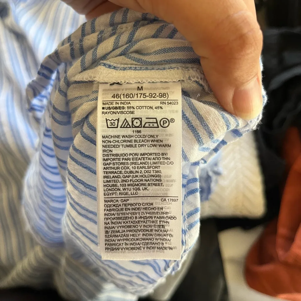 GAP Light Blue and White Striped Shirt - Image 6