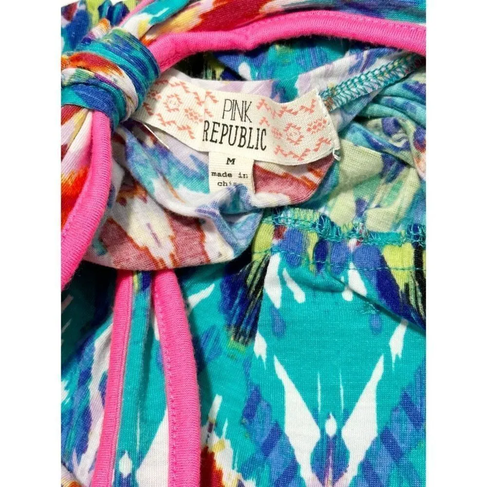 Pink Republic Womens Geometric‎ Racerback Top Sleeveless Blue Pink Size Medium - Image 2