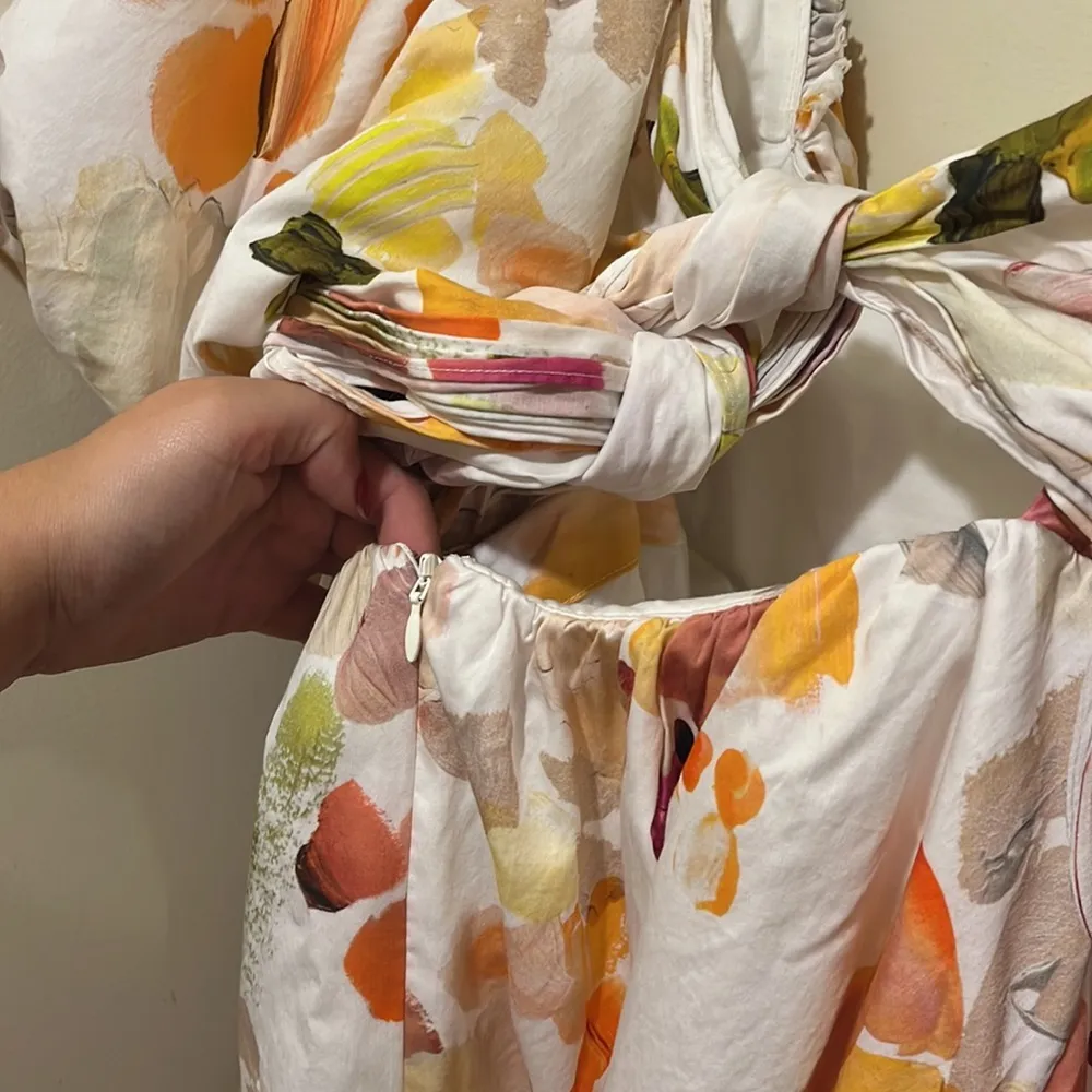 Aje Dasia Puff Sleeve Cotton Minidress In Desert Rose, SIZE 8 US White - Image 9