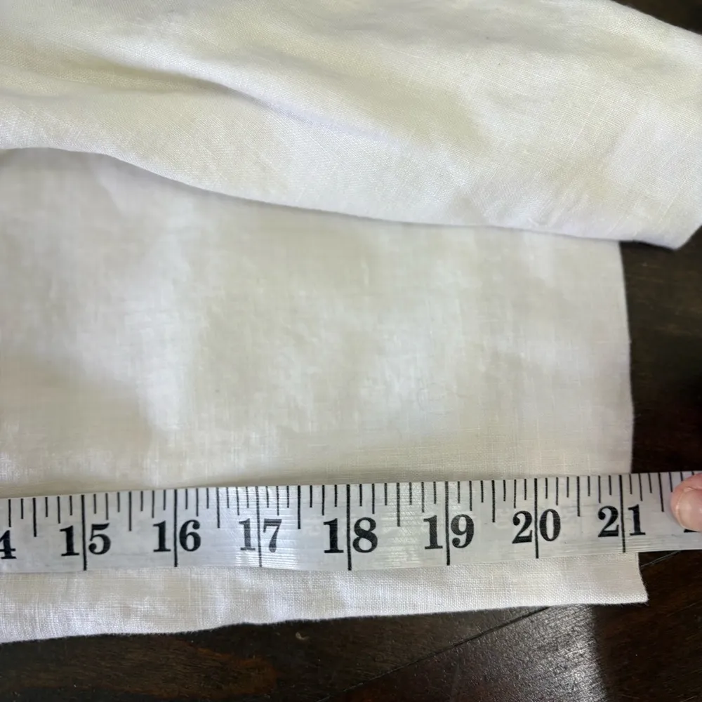 Lagenlook Linen White Trousers Pants Cropped Wide Leg Straight Womens 8 Coastal - Image 9