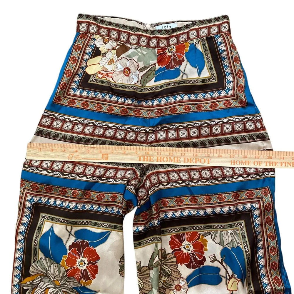 Beautiful Boho Floral Silky High Waist Wide Leg Flowy Vacation Pants - Image 6