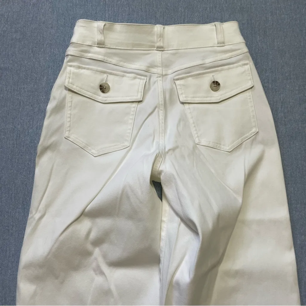 New Spanx Stretch Twill Cropped Wide Leg Size XS Petite in Bright White - Image 10