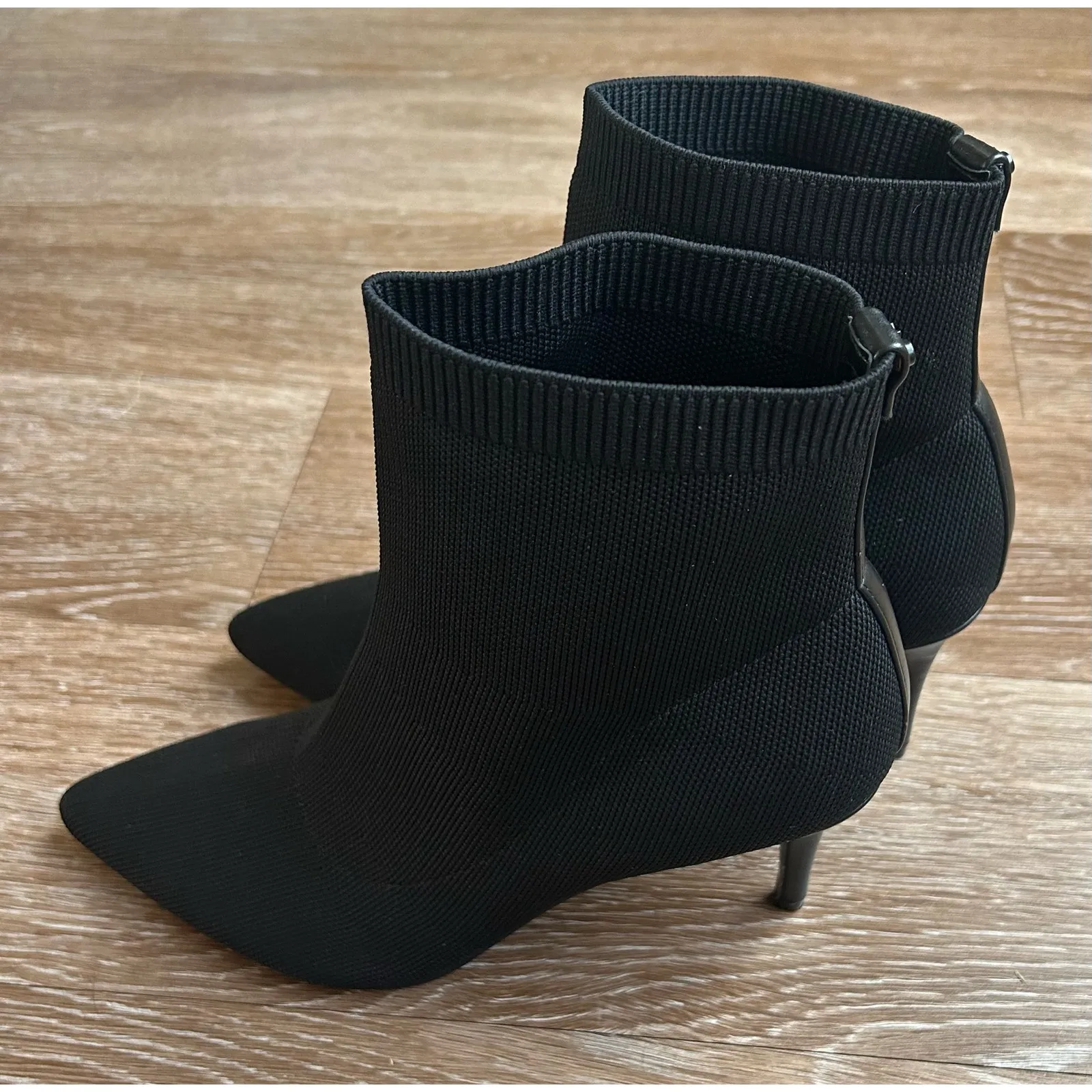 Calvin Klein Gabby Sock Knit Heel Pointy Toe Boots Booties‎ Size 10 Black - Image 2