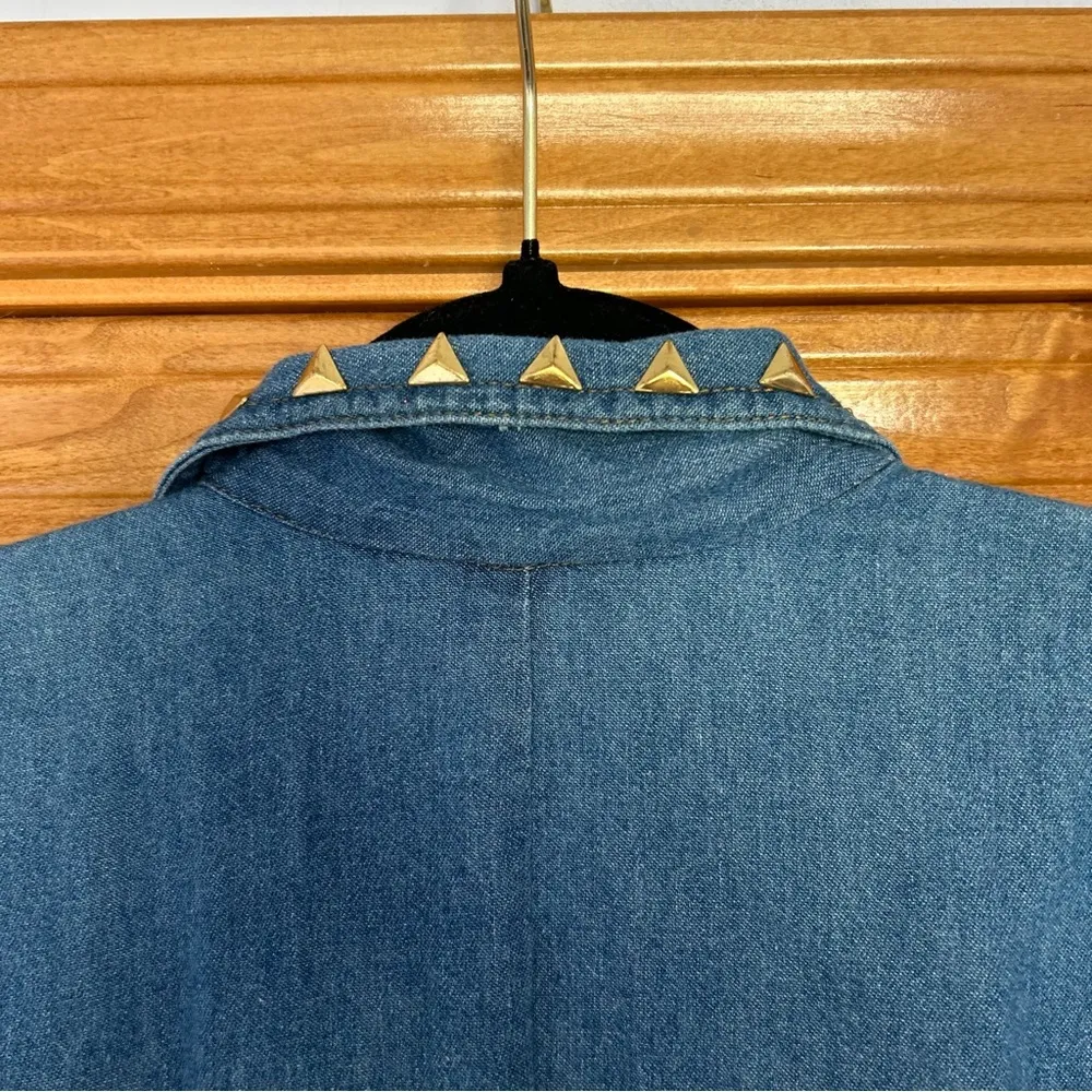 Vintage Ashlee Denim Studded Embellished Romper Size 14 Western Rodeo Concert Blue - Image 15