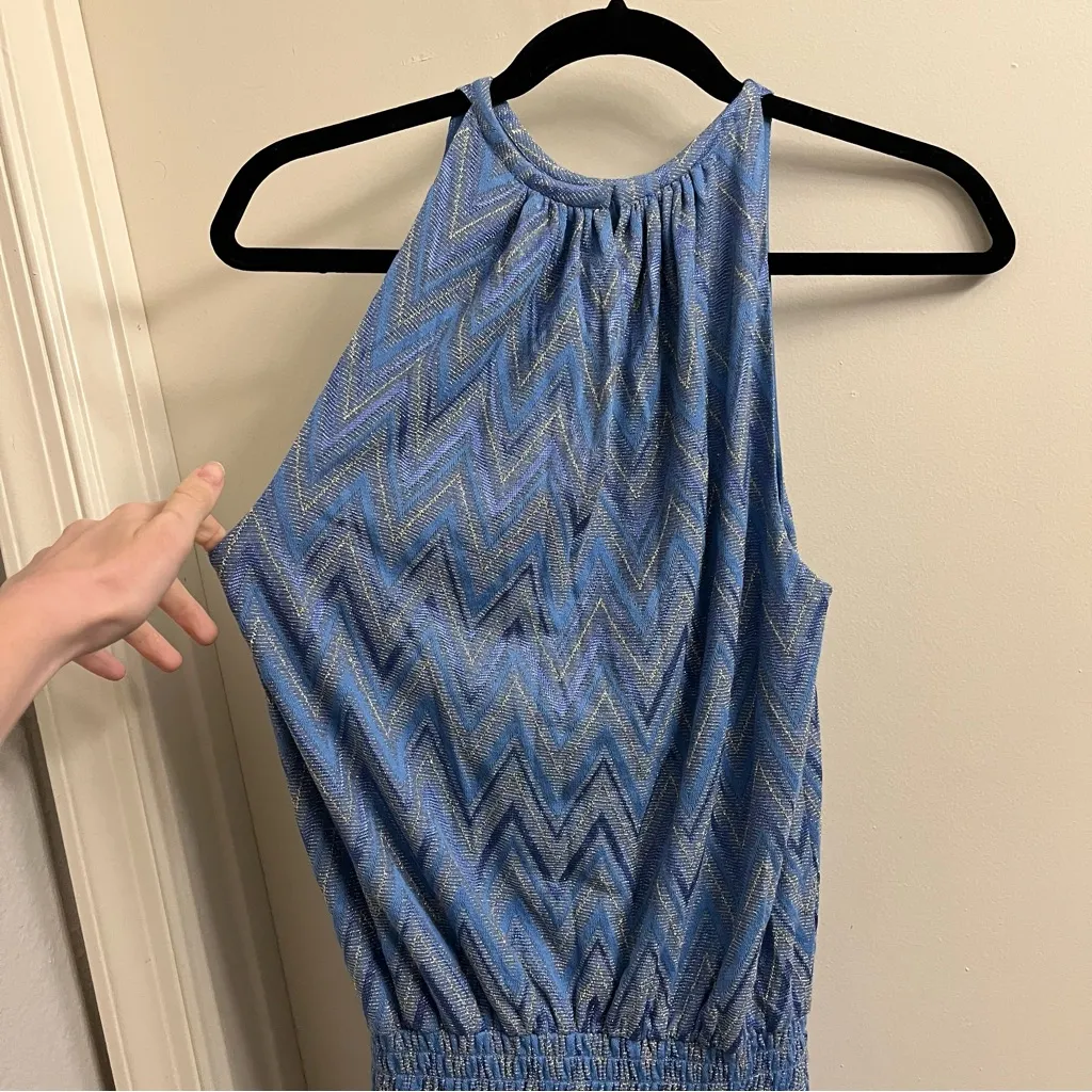 Ramy Brook Blue Chevron Mini Dress XS - Image 7