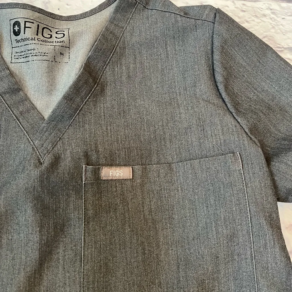 Figs Rafaela oversized cap sleeve scrub top grey Gray S nurse - Image 2