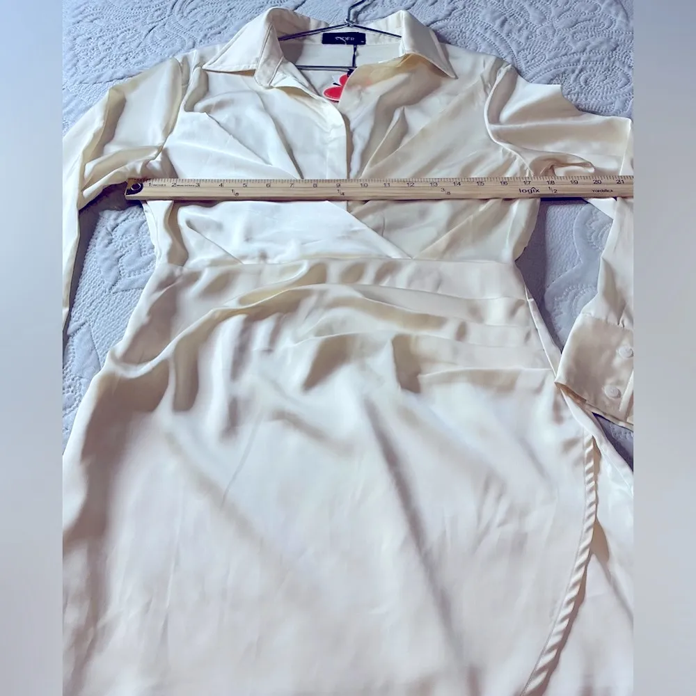 Cider Elegant Cream Long Sleeve Dress - Image 8