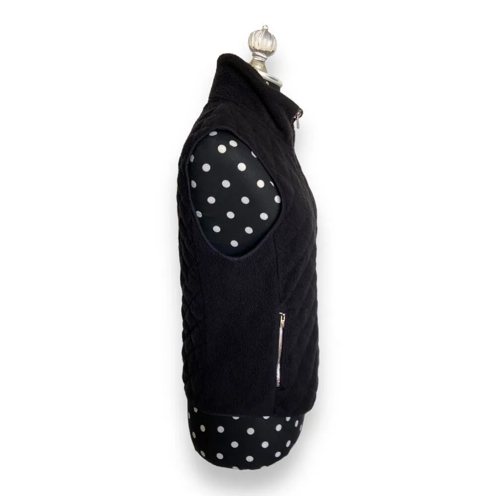 Abercrombie & Fitch Womens Black Fleece Diamond Quilted Vest Size Small Full Zip - Image 4