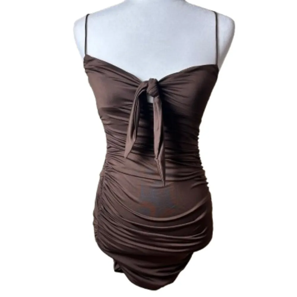 New NWT PRINCESS POLLY Loren Mini Dress Brown Size 2 - Image 2