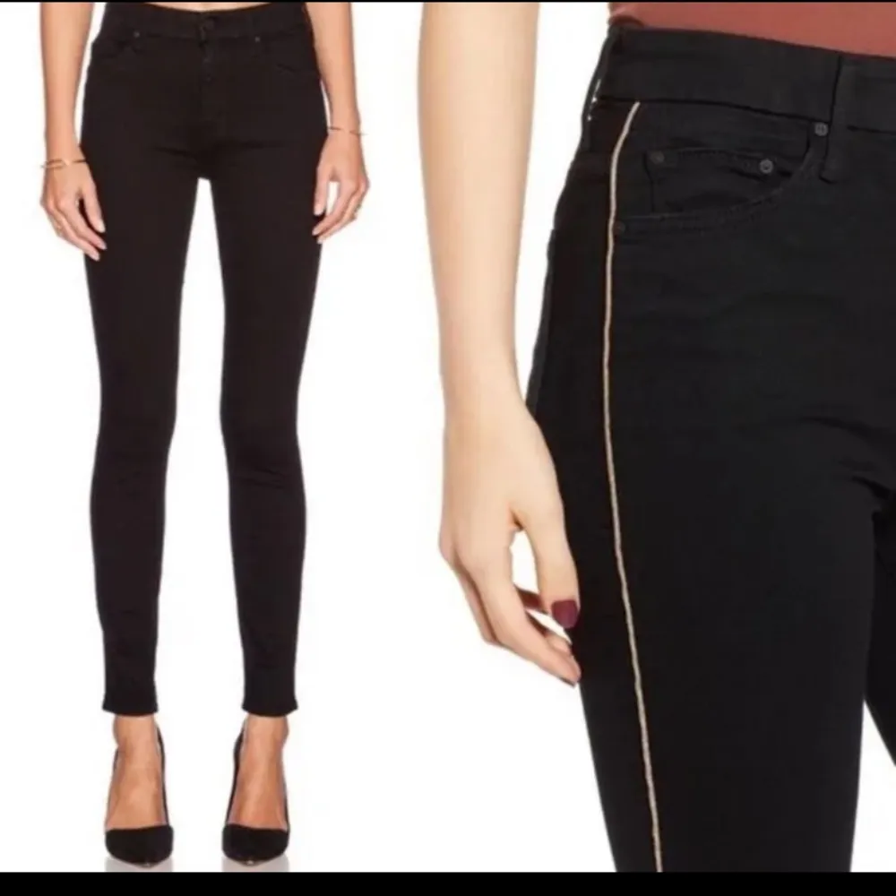 MOTHER DENIM HIGH WAISTED LOOKER NOT‎ GUILTY ONE LINER SKINNY JEAN BLACK SIZE 24 - Image 3