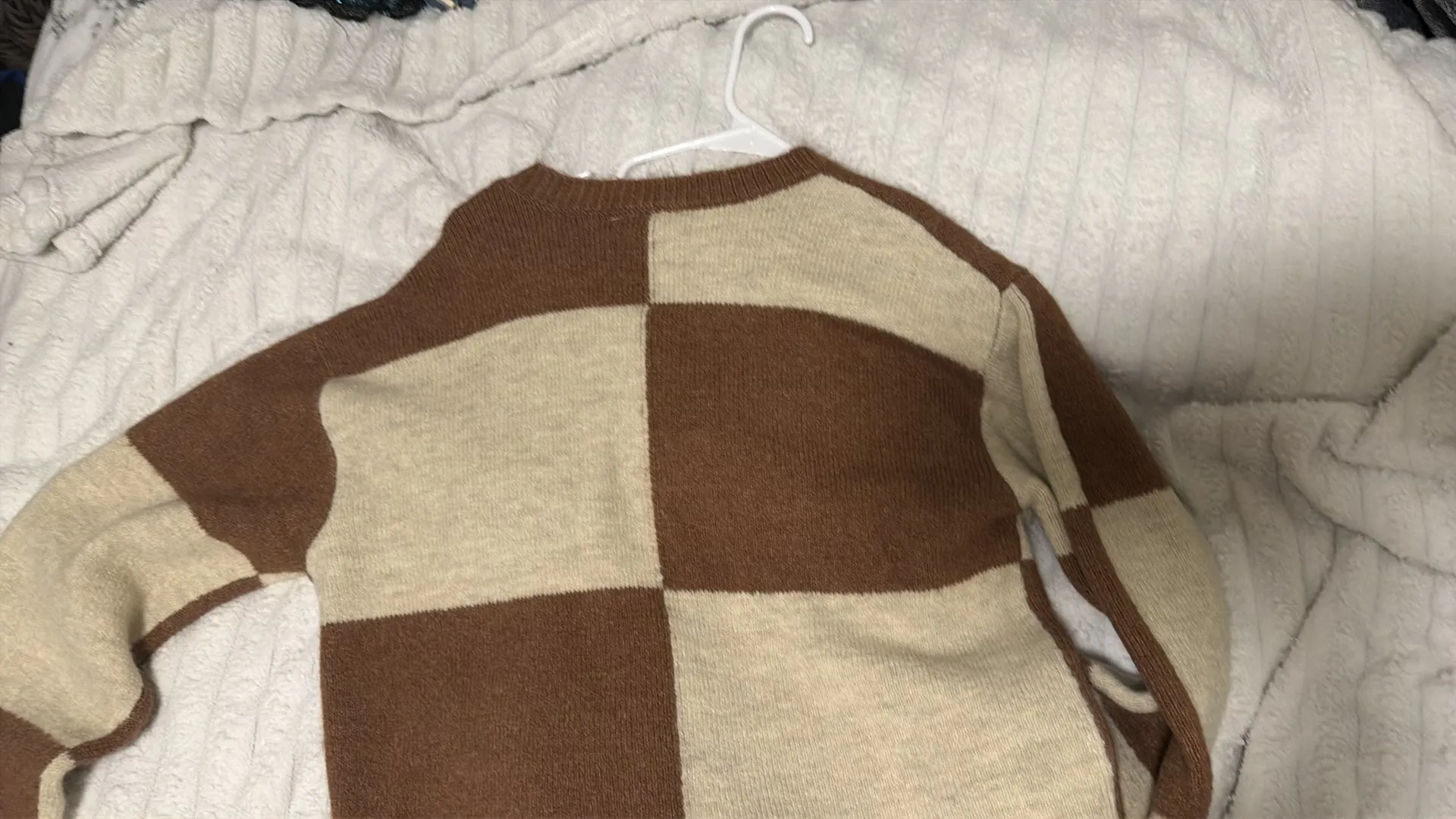 Cropped Brown and Tan Sweater  - Image 2