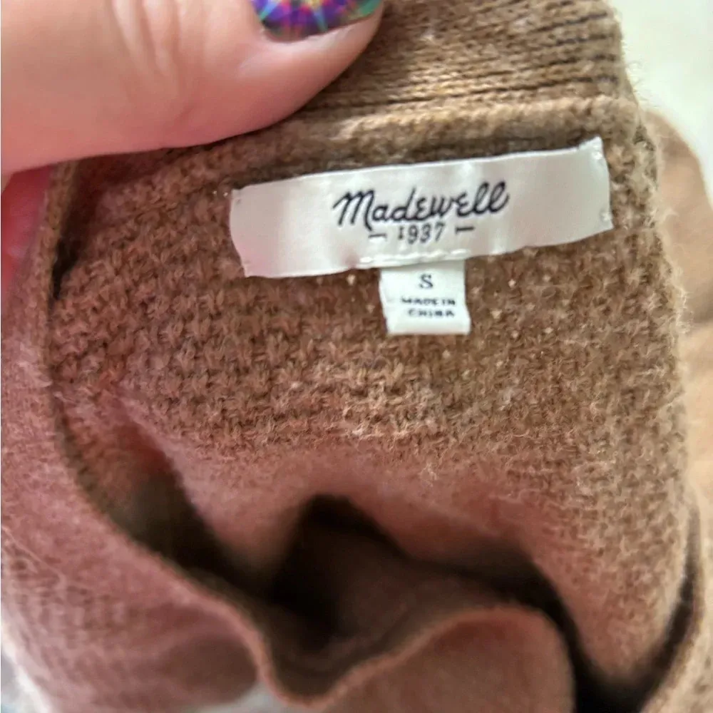 Madewell Cross Front Sweater Size Small Textured Solid Classic Timeless Crewneck - Image 7