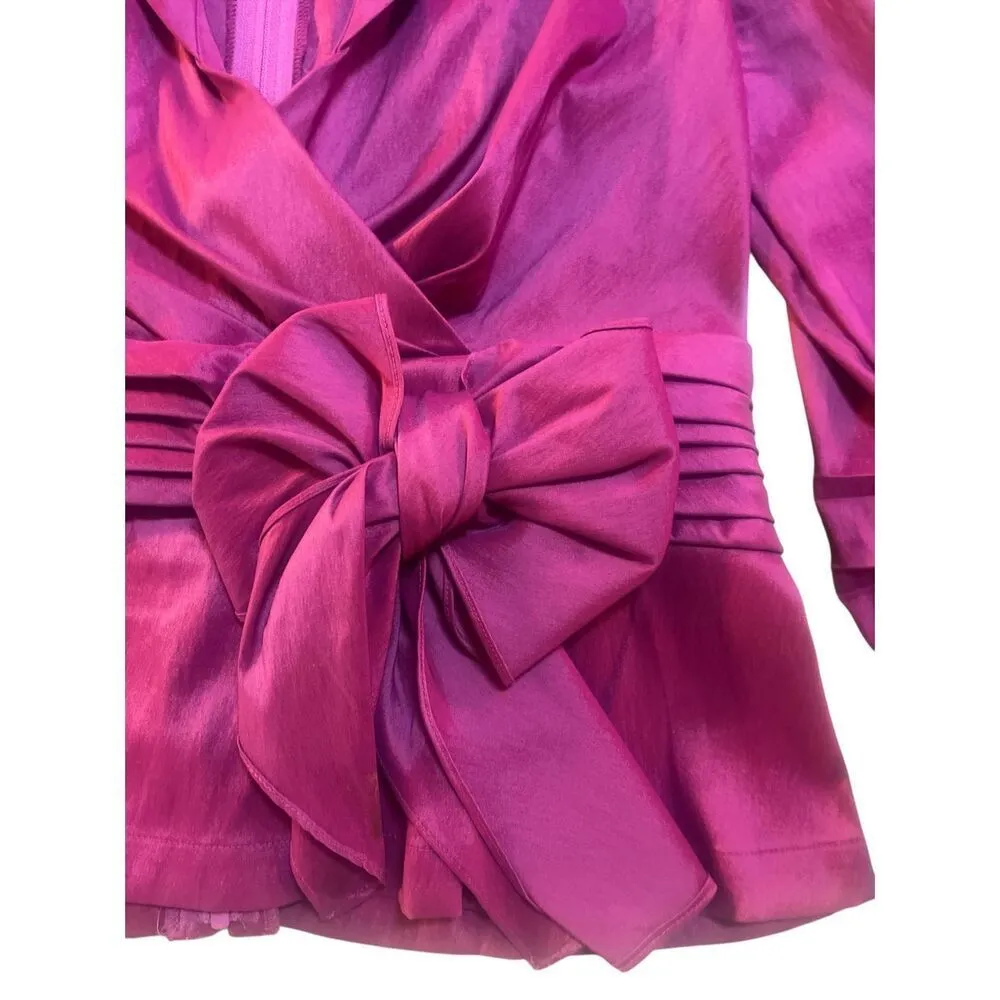 Tadashi Shoji magenta taffeta blouse Petite collection sz 6 petite - Image 3