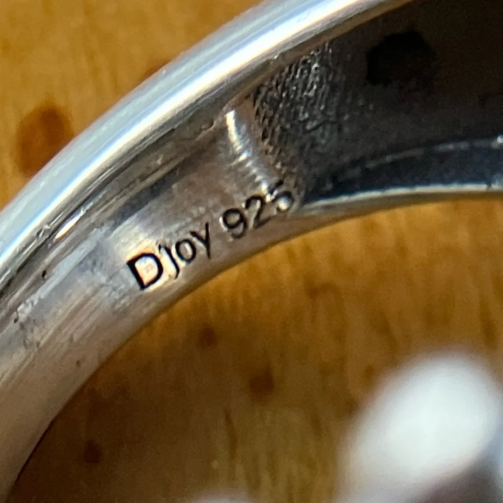 White Buffalo Turquoise Sterling Silver Feather Ring Size 6 Black - Image 6