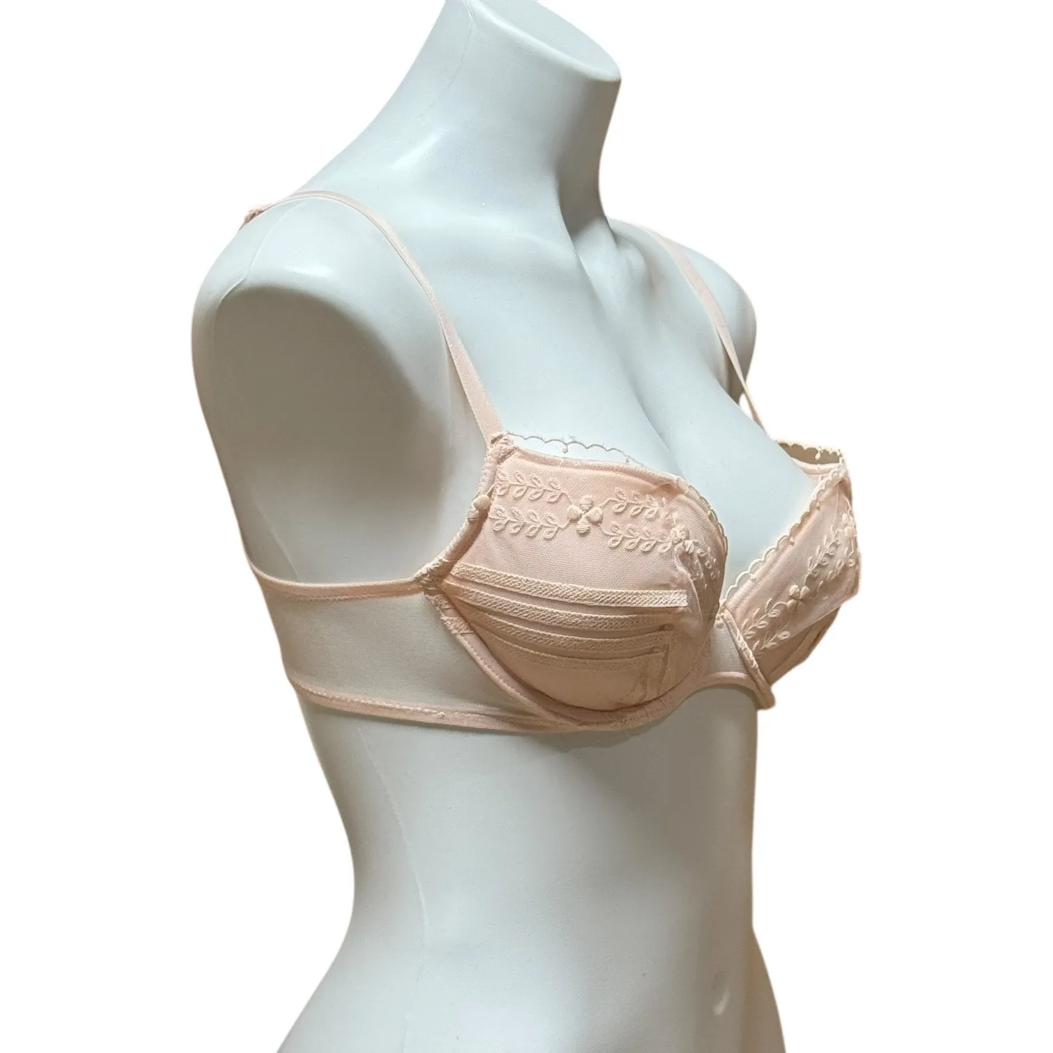 Simone Perele Lace Underwire Bra Removeable Padding Pink 34C Size undefined - Image 4