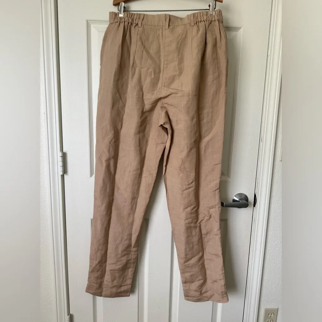 Jessica London Linen Tan Pants. - Image 2
