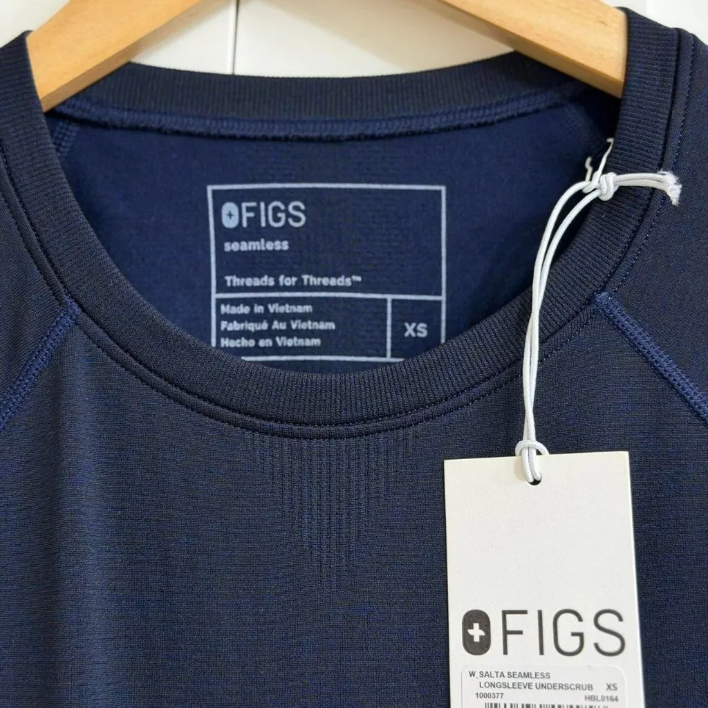 Figs Salta Seamless Longsleeve Underscrub in Navy, Size X-Small - Image 6
