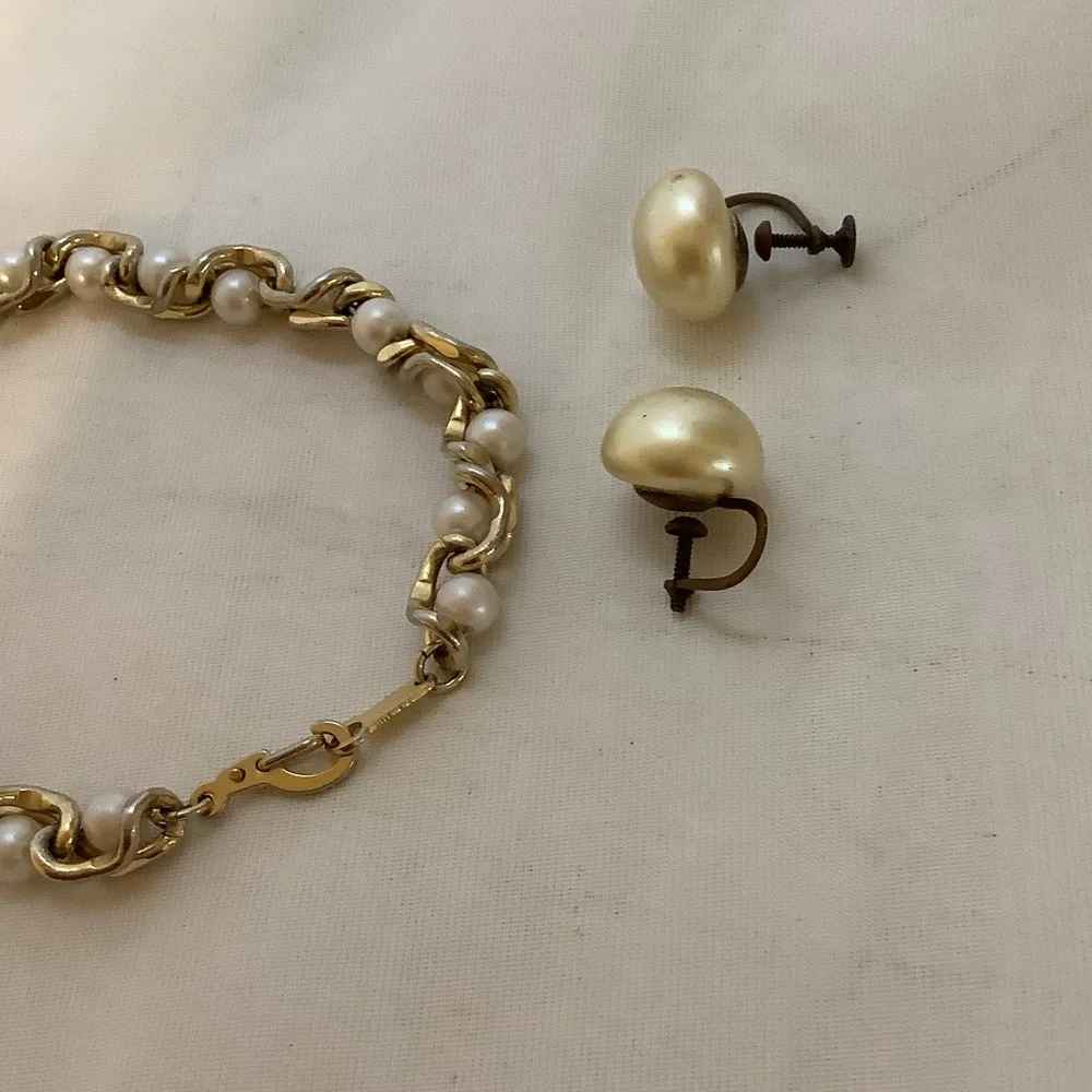 Vintage gold pearls bracelet set - Image 4