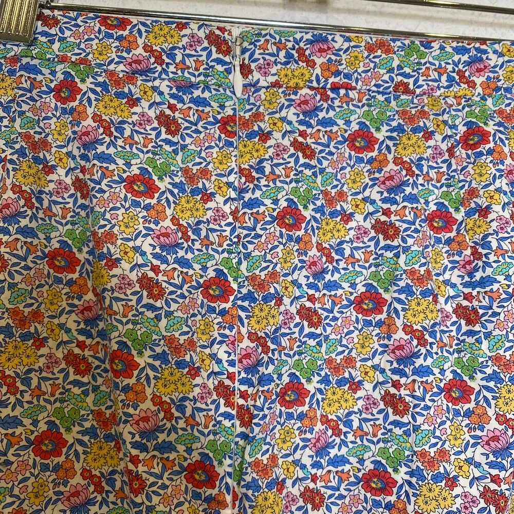 J. Crew Liberty Fabric Floral Trumpet Hem Midi Skirt EUC Sz 14 Cotton Red - Image 3