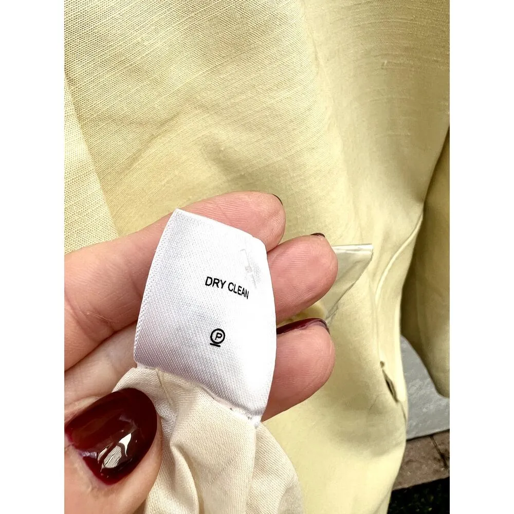 L'Academie Stretch Linen Back Tie 2 Button Boyfriend Blazer Beige Women's Small - Image 8