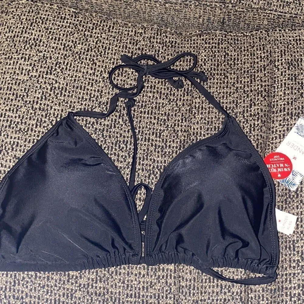 ✨ Islander Women's Triangle String Bikini Swim Top✨ Black Size XL - Image 3