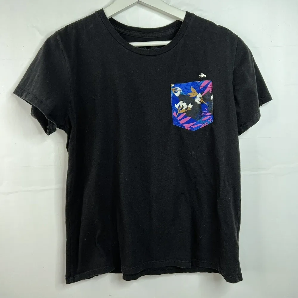 Patagonia Size M Flying Fly Fish Organic Pocket Tee Crew Neck Short Sleeve Black - Image 2