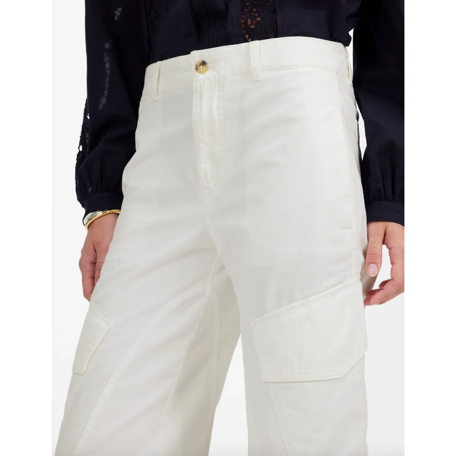 Madewell The Barrel Leg Utility Pant Garment Dyed Twill White Cargo US 4 NWT - Image 5