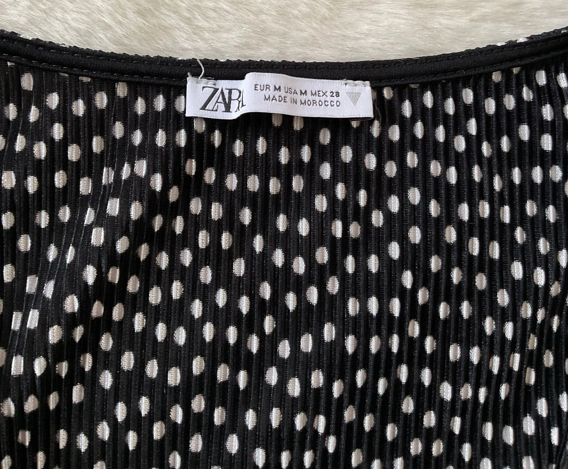 ZARA Polka Dot Pleated Blouse - Image 5