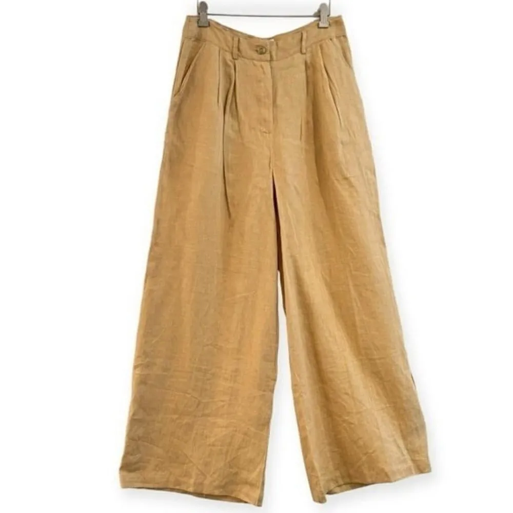 ANTHROPOLOGIE Faithfull The Brand Circa Wide Leg High Rise Linen Pants Honey NEW - Image 7