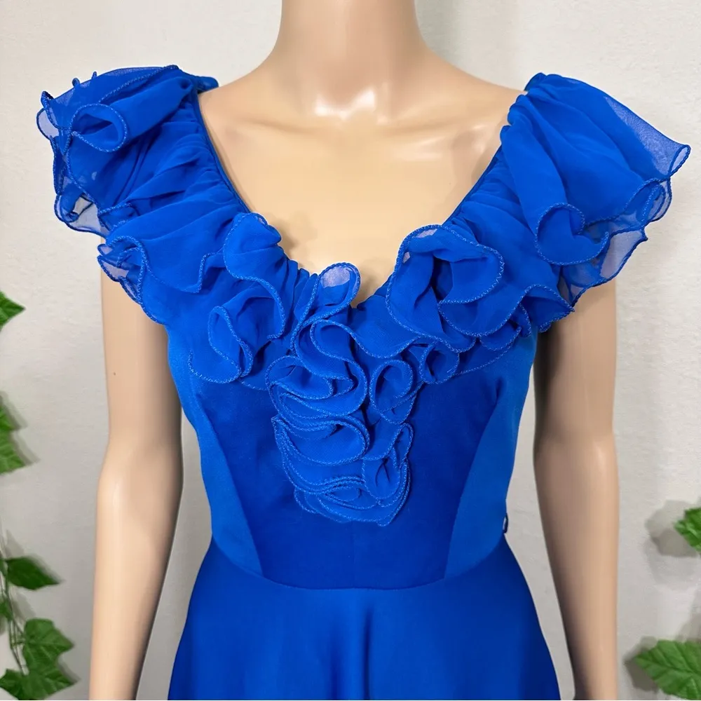 Vintage 60’s / 70’s Blue Ruffle Dress - Image 6