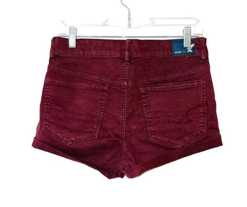 Maroon Super Stretch High Rise Cuffed Shorts - Image 2