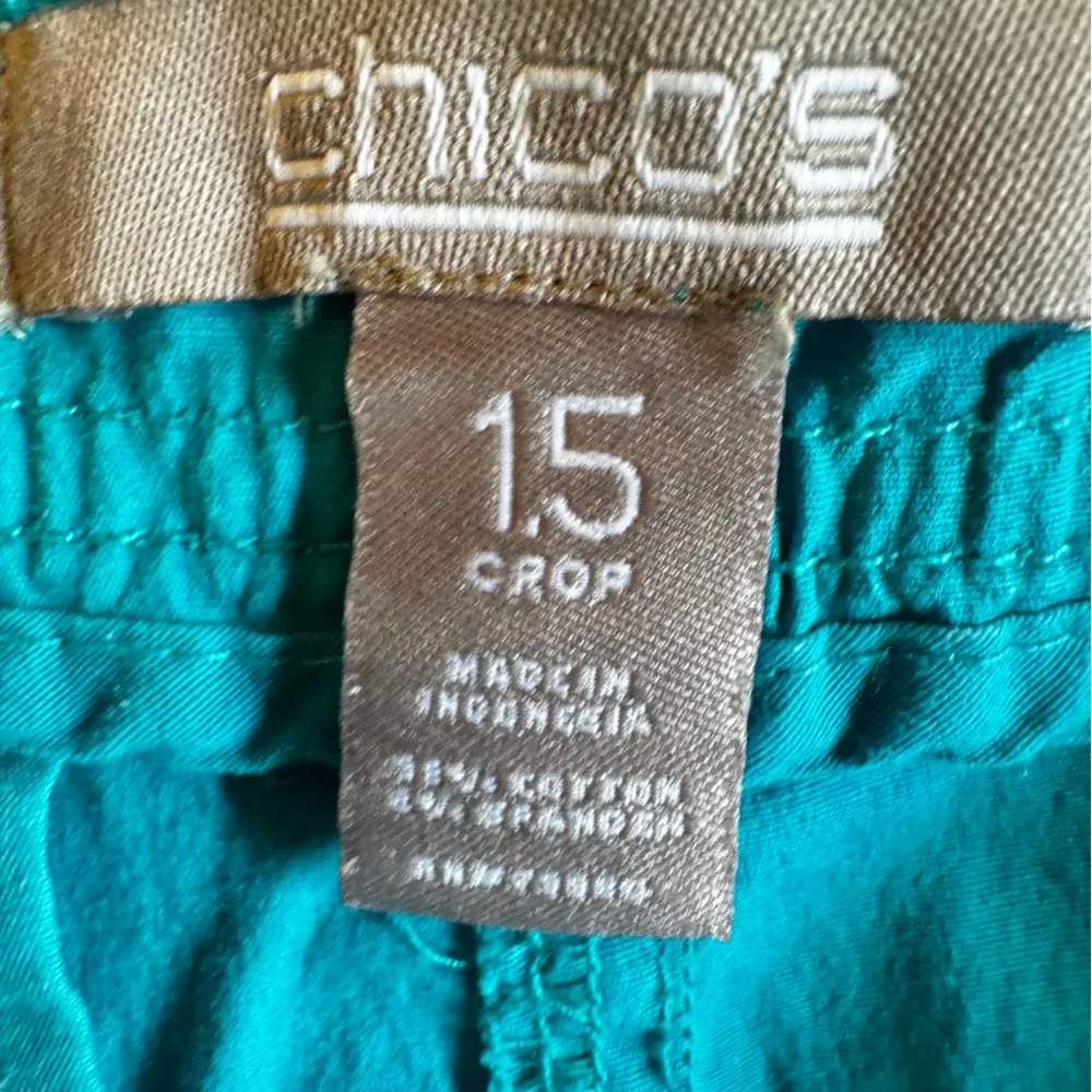 Chico’s Turquoise Cropped Capri Pants Skimmers Clam Diggers Straight Leg 1.5/10 - Image 3