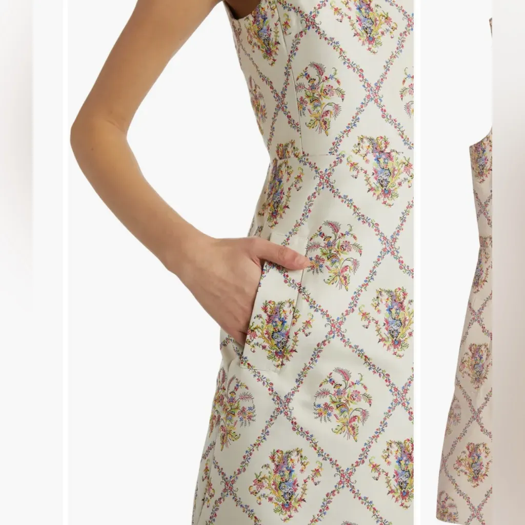 NWT ETRO MILANO MICOR FLORAL JACQUARD MINI DRESS SIZE 40 (US 4 ) Tan - Image 5