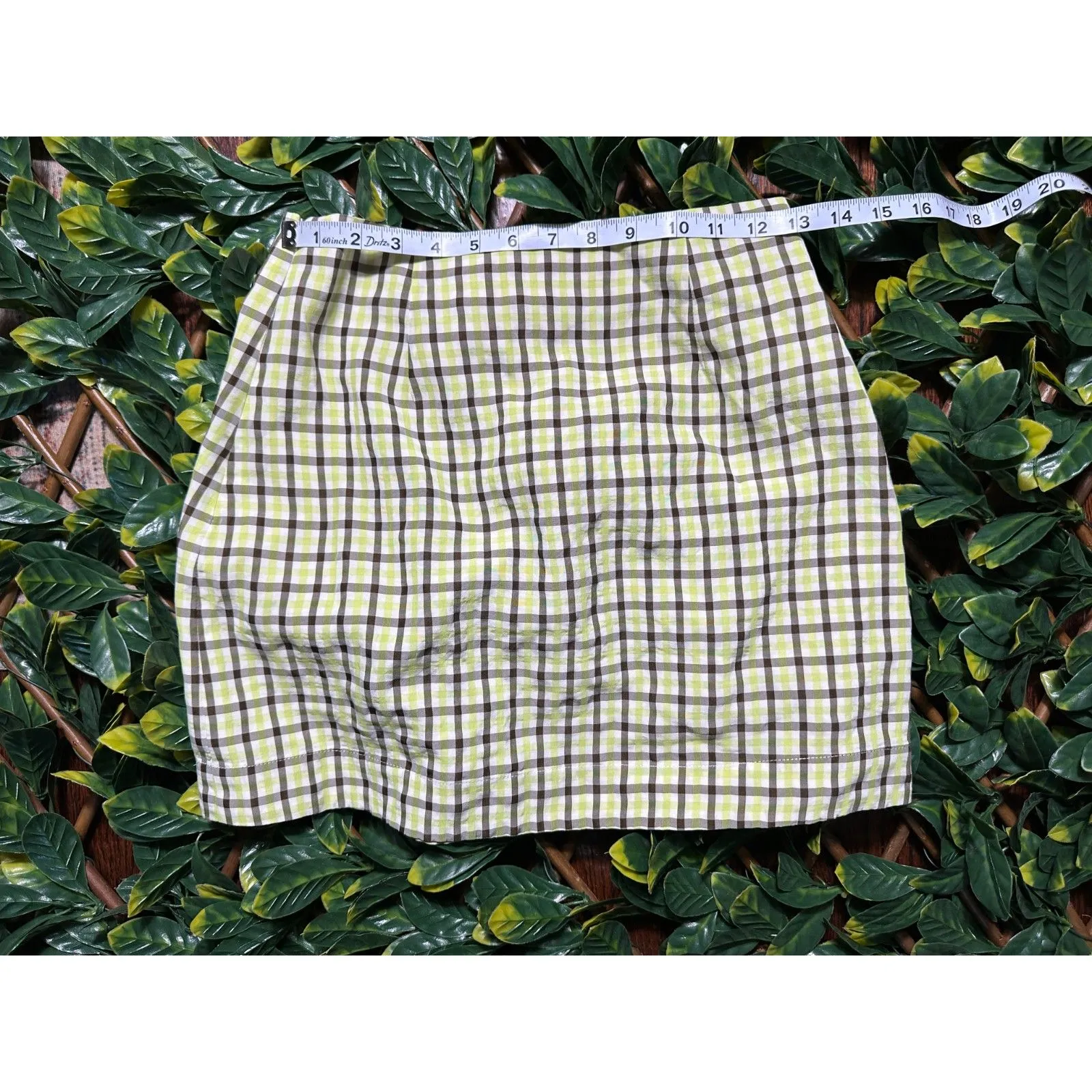 Rhode Green Brown Checkered Preppy Mini Skirt Size 4 - Image 3