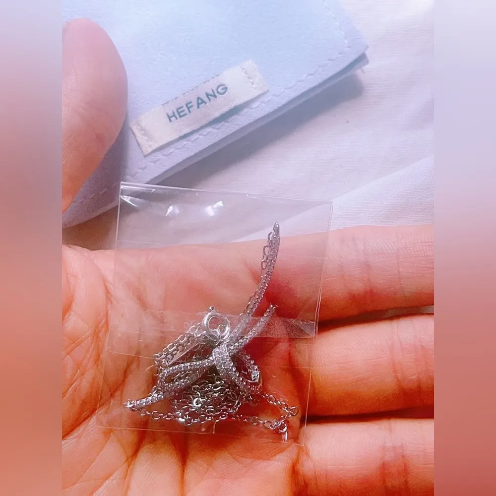 hefang jewelry earrings and necklace Bow set Silver - Image 13