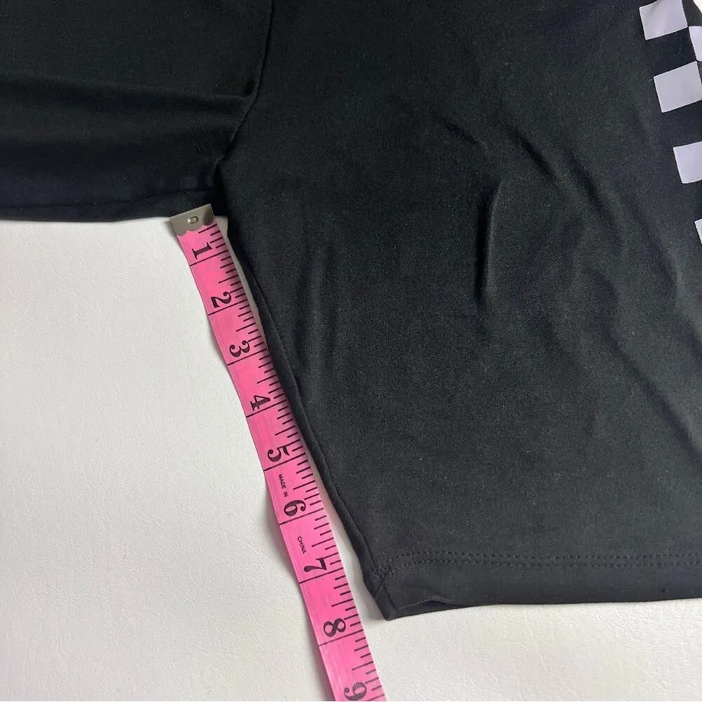 Rue 21 Women's Sporty Athletic Biker Shorts With Checkered Side Detail Sz M Black Size M - Image 5