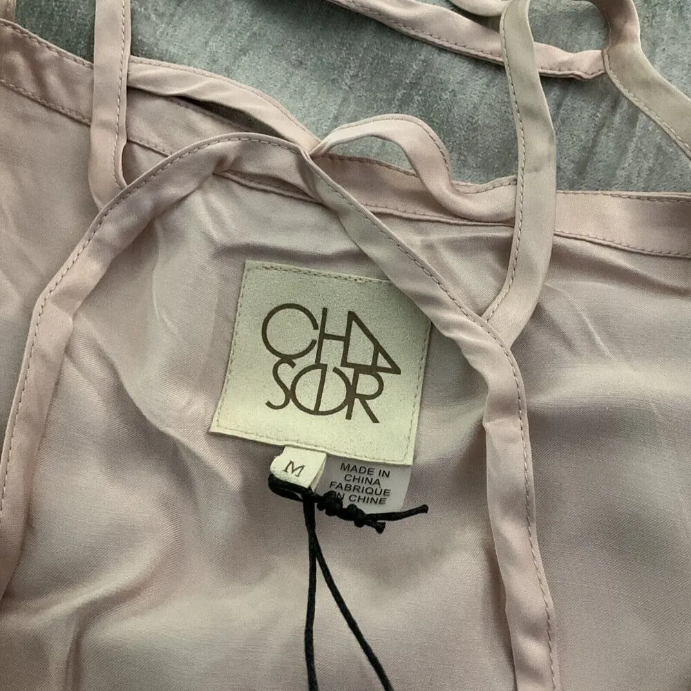 CHASER silky Strappy Camilose Cami Tank Ruffle Flowy Medium M  pink preppy NWT - Image 8