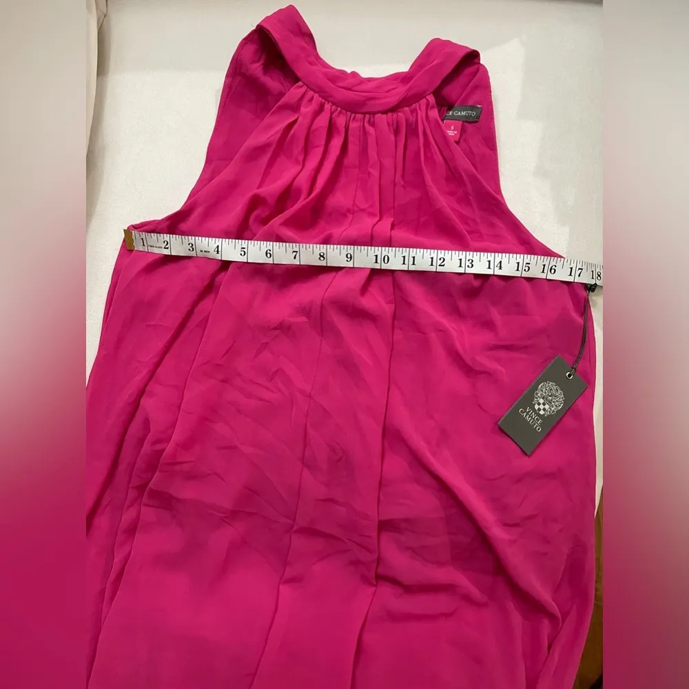 NWT Vince Camuto Halter Wide Leg Lined Jumpsuit Pomegranate Pink Size S - Image 8