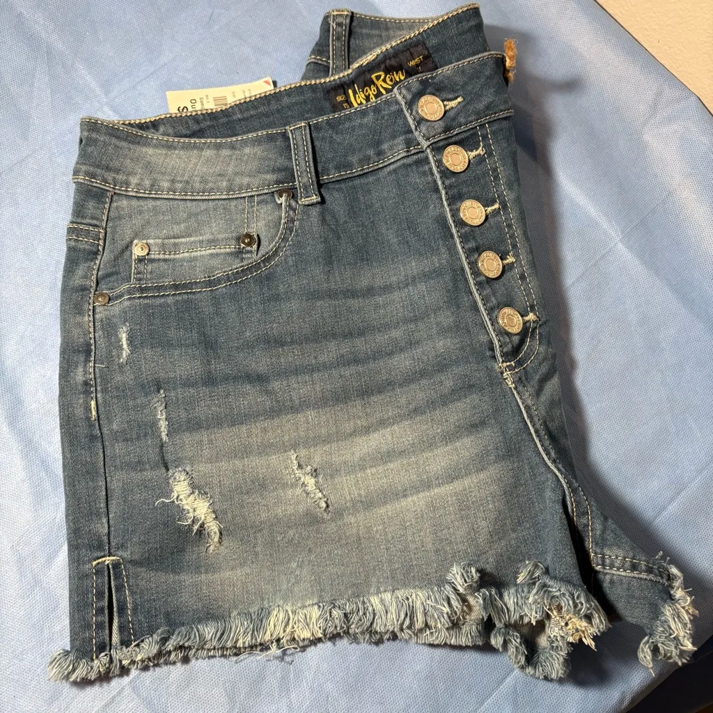 Indigo Rein Distressed Blue Jean Shorts - Image 14