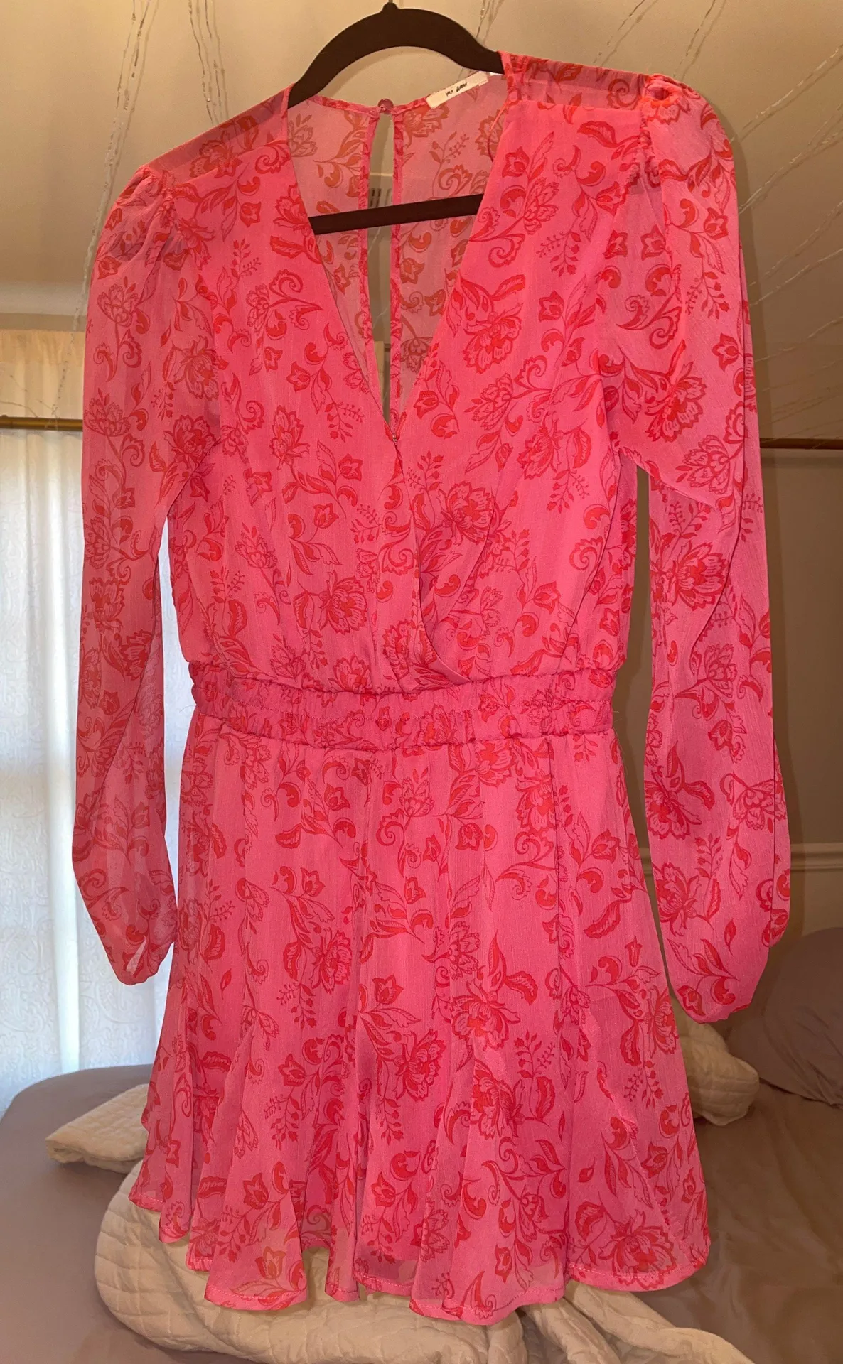 Francescas pink long sleeve floral romper - Image 2