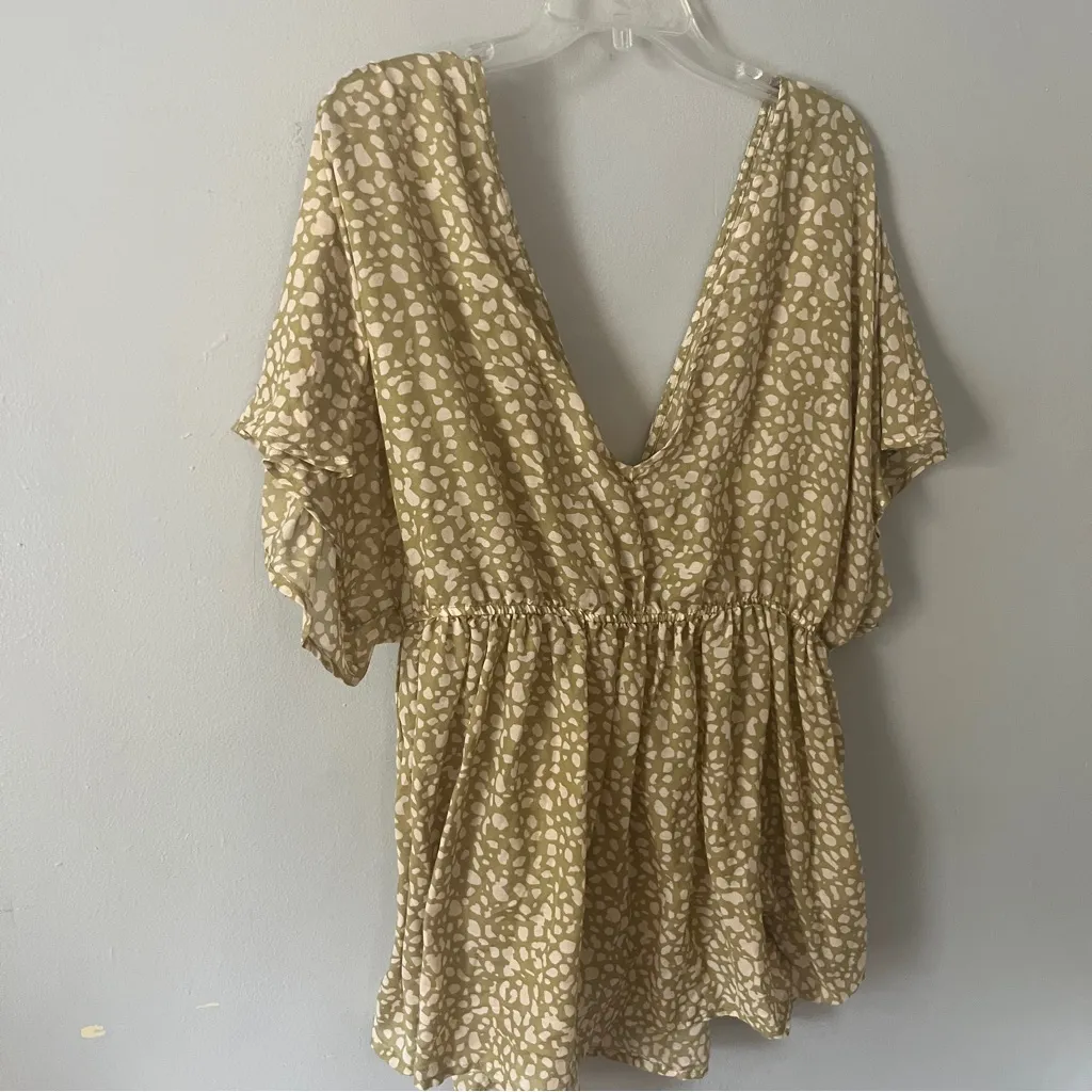 Primark Green and Cream Patterned Dress Medium Large - Image 5