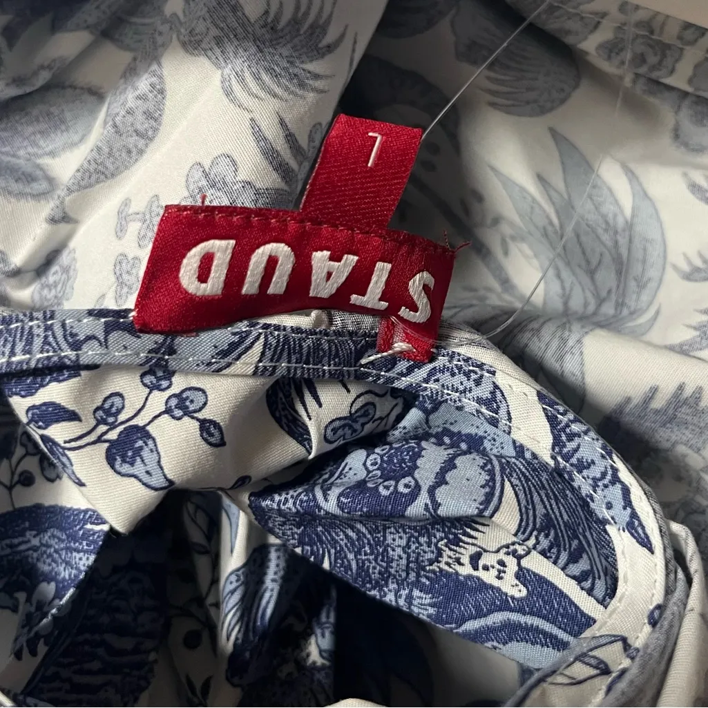 Staud Mini Marlowe‎ Dress in Blue Toile Size Large - Image 5