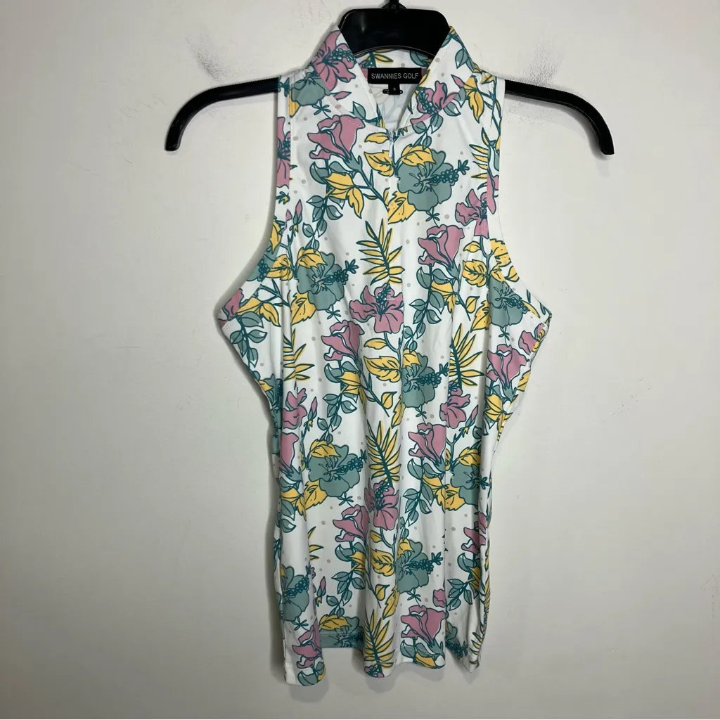 Swannies golf Hurley polo‎ tank top racer back athletic activewear women’s small White - Image 3