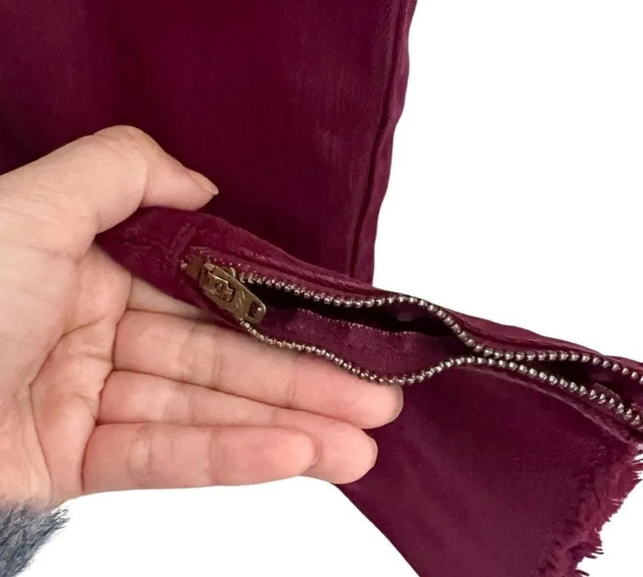 PISTOLA Crimson Burgundy Frayed Zip Ankle Moto Skinny Jeans size 29 - Image 5