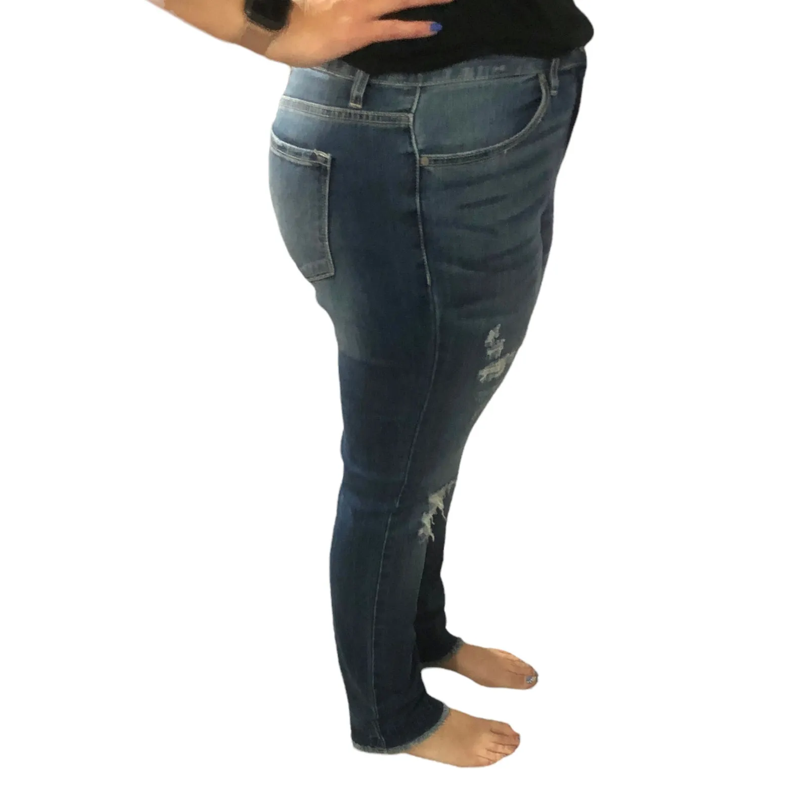 Kan Can (31) Annalise Skinny Distressed Scissor Hem Jeans - Image 5